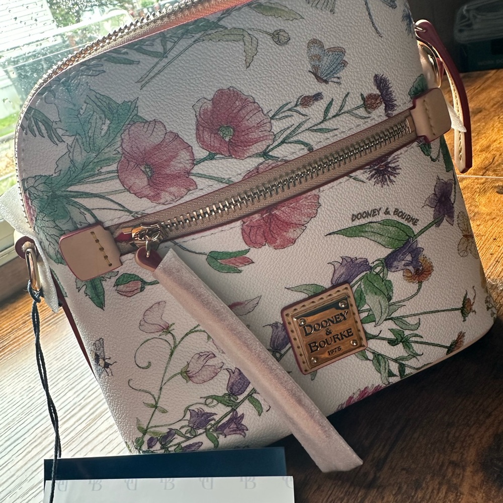 Dooney & Bourke Cream Crossbody Bag with Floral Design